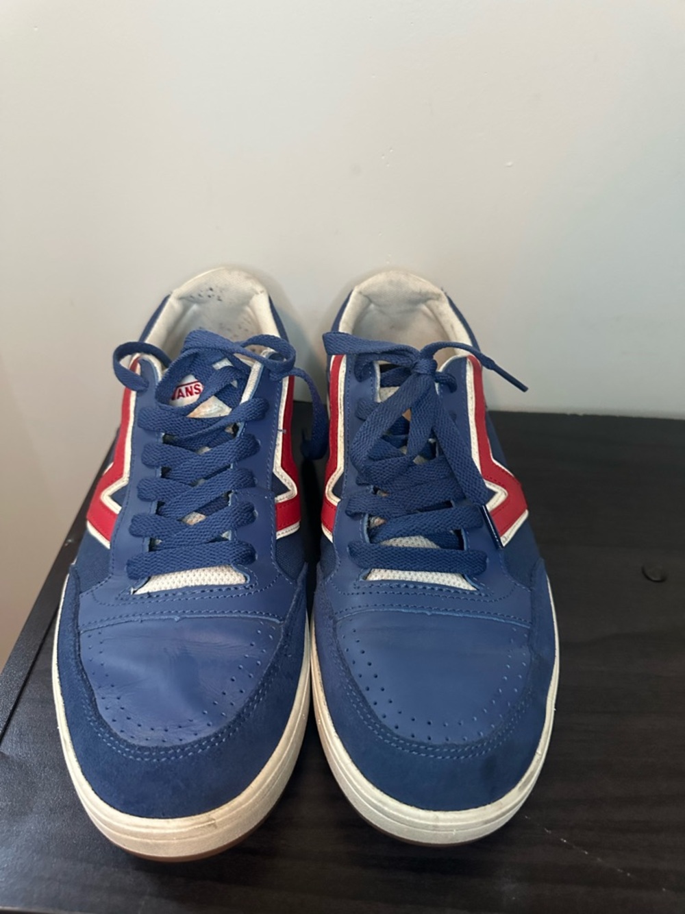 Vans Men's Blue Sneakers with Red Accents